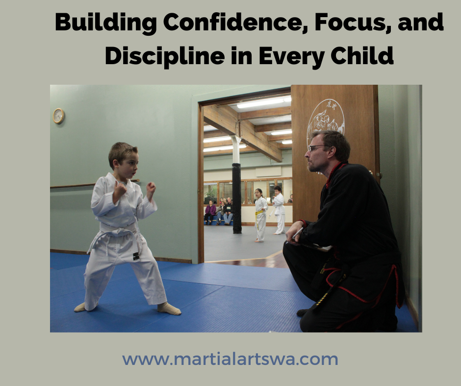 confidence, focus, and discipline in every child academy of kempo martial arts school karate student looking confident