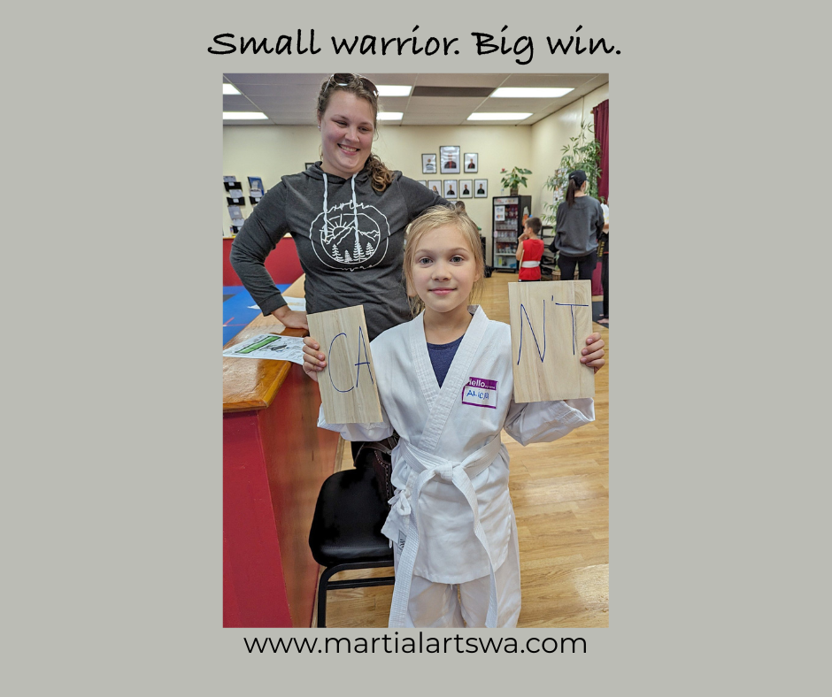 academy of kempo martial arts karate school student learning to break through doubts