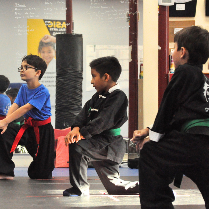 Bellevue karate school kids listening