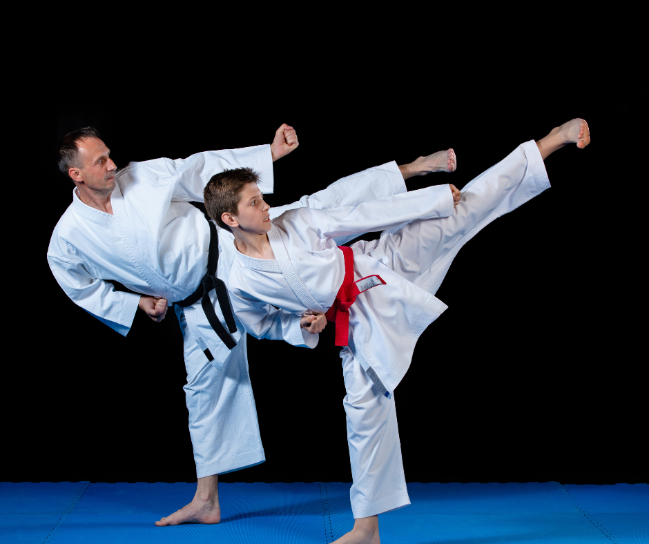 Students practicing martial arts at the Academy of Kempo Martial Arts. They are shown engaged in a variety of techniques that improve physical fitness, self-defense skills, and mental well-being. The supportive community of martial artists encourages disc