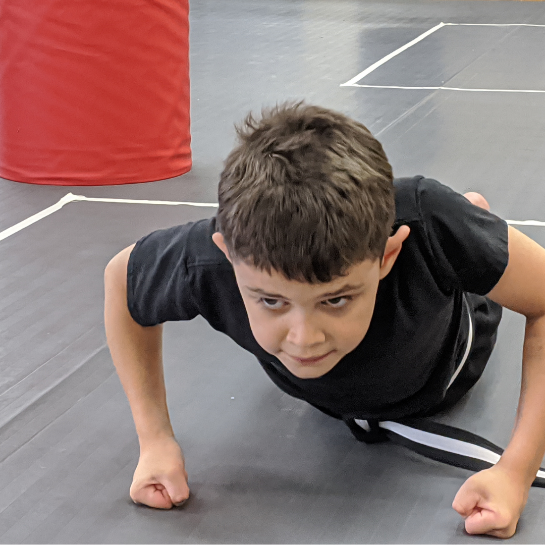 Fitness and martial arts kids getting into shape