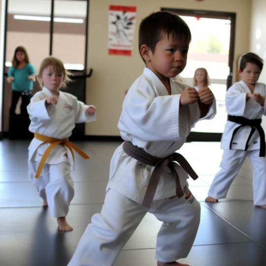 kids practicing karate ages 6-8 year olds