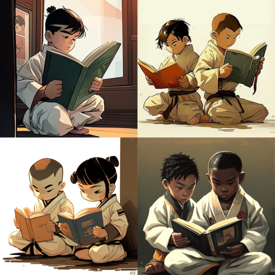 kids reading books in school